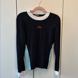 Off to the Masters? Black and White Long Sleeve Golf Shirt with Logo